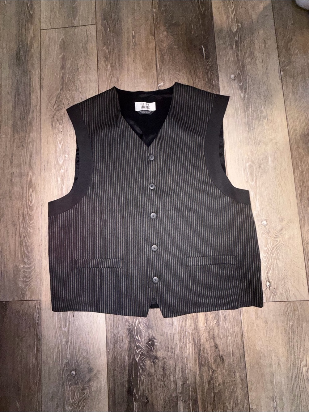Classic Men's Black Pinstripe Vest Large